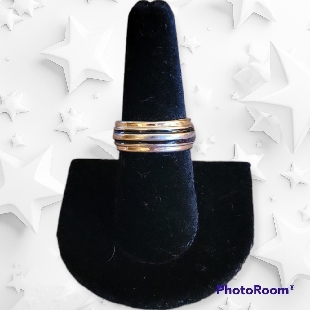 3/$30 Metal Silver and Black Unisex Ring Band